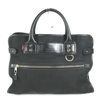 Pre-owned Gucci Black Nylon Leather Handbag Tote Bag ()