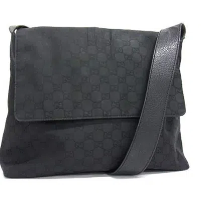 Pre-owned Gucci Black Nylon Leather Messenger Bag Shoulder Bag ()