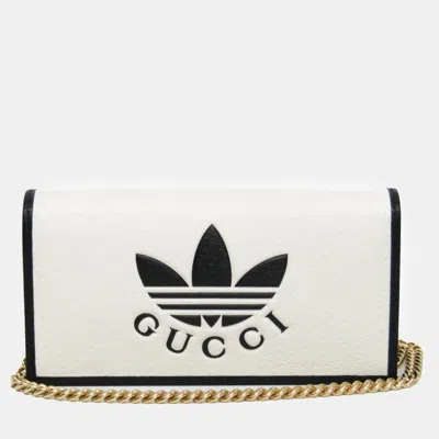 Pre-owned Gucci Leather Chain/shoulder Wallet Black Off-white
