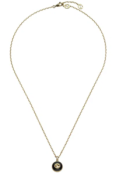 GUCCI BLACK ONYX DIAMOND PENDANT NECKLACE