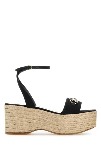 Gucci Black Open Toe Wedges