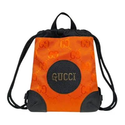 Pre-owned Gucci Black Orange Nylon Leather Backpack ()