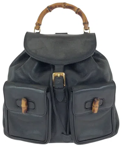 Pre-owned Gucci Black Others Bamboo Backpack (authentic Pre-loved)