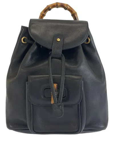 Pre-owned Gucci Black Others Bamboo Backpack (authentic Pre-loved)