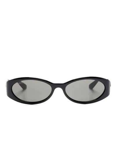 Gucci Oval-frame Sunglasses In Black