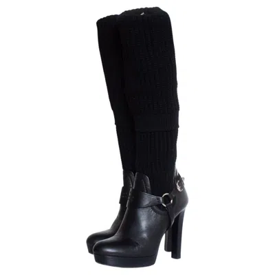 Pre-owned Gucci , Black Over Knee Sock Boots