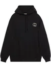 GUCCI BLACK OVERSIZED HOODIE WITH SIGNATURE G-PATCH AND DRAWSTRING HOOD