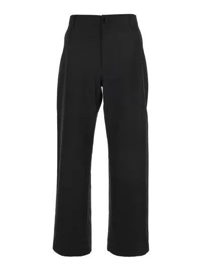 Gucci Black Pants With Belt Loops And Web Detail On The Rear In Cotton Man