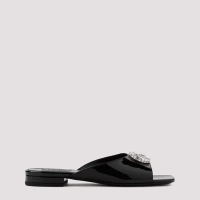 Gucci Patent Leather Flat Sandals In Black
