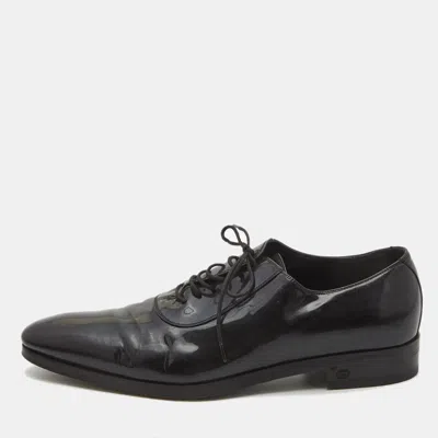 Pre-owned Gucci Black Patent Leather Lace Up Oxfords Size 43