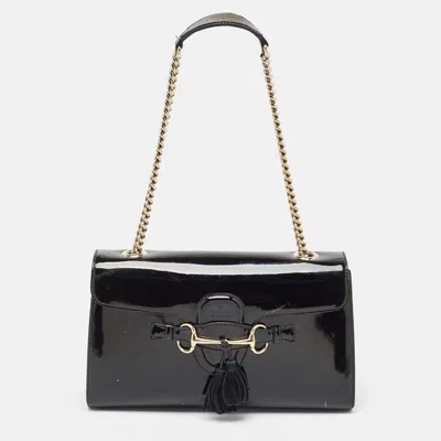 Pre-owned Gucci Black Patent Leather Medium Emily Chain Shoulder Bag