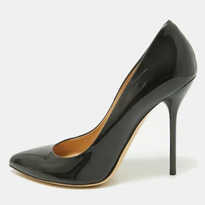 Pre-owned Gucci Black Patent Leather Pointed Toe Pumps Size 38