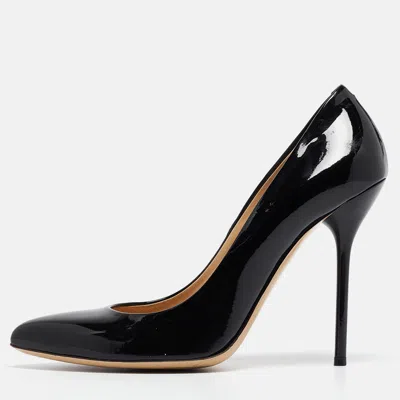 Pre-owned Gucci Black Patent Leather Pointed Toe Pumps Size 38.5