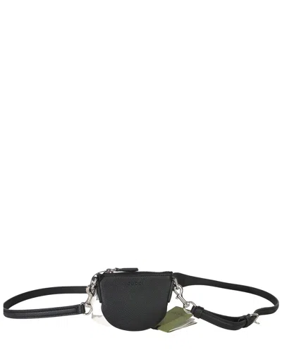 Pre-owned Gucci Black Pebbled Calfskin Mini B Shoulder Pouch (authentic Pre-loved)