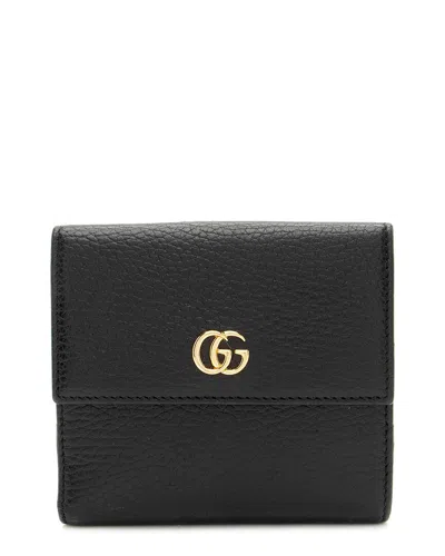 Gucci Black Pebbled Leather Gg Marmont French Wallet (authentic Pre-loved)