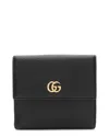 Gucci Black Pebbled Leather Gg Marmont French Wallet (authentic Pre-loved) In Black