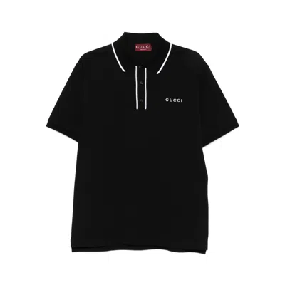GUCCI GUCCI BLACK POLO SHIRTS MEN