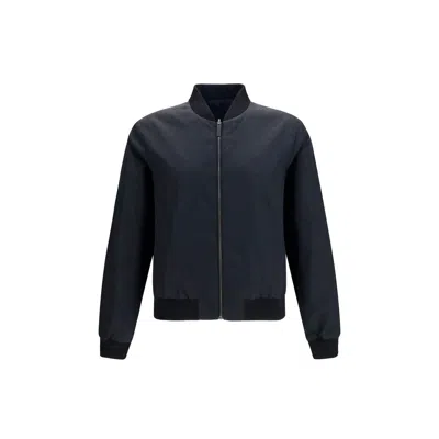 Gucci Black Polyamide Bomber In Blue