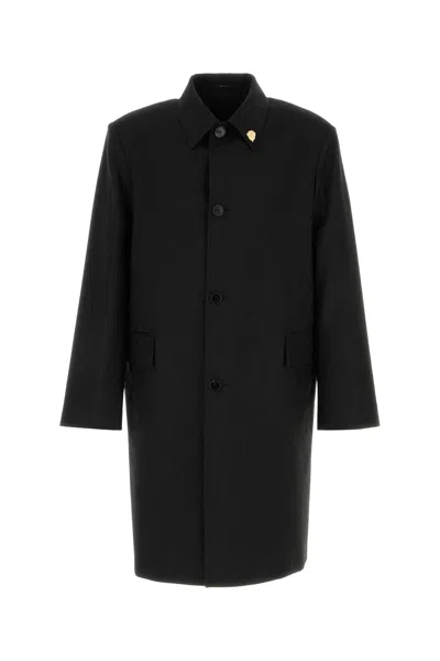 Gucci Polyester Blend Coat Front Pockets Long Sleeves In Black