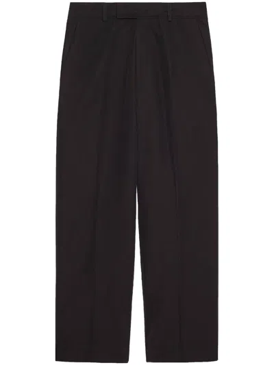 Gucci Black Poplin Cotton Trousers For Men