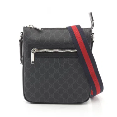 Pre-owned Gucci Black Pvc Coated Canvas Leather Shoulder Bag ()