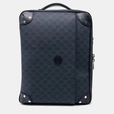 Pre-owned Gucci Black Pvc Gg Supreme Backpack And Briefcase (658543)