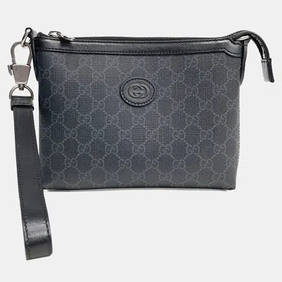 Pre-owned Gucci Black Pvc Interlocking G Clutch