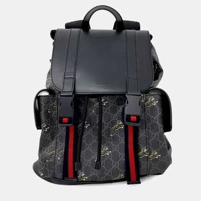 Pre-owned Gucci Black Pvc Soft Gg Supreme Backpack (495563)