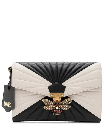 Gucci Black Quilted Leather Queen Margaret Bee Clutch (authentic Pre-loved)