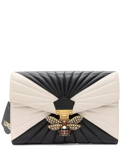 Gucci Black Quilted Leather Queen Margaret Bee Clutch (authentic Pre-loved)