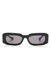 Gucci Black Rectangle-frame Sunglasses In Black
