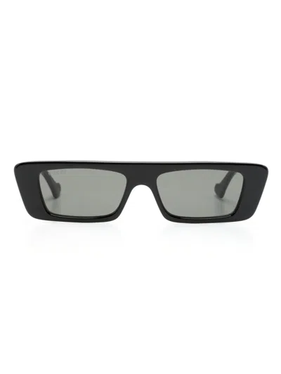 GUCCI BLACK RECTANGULAR-FRAME SUNGLASSES