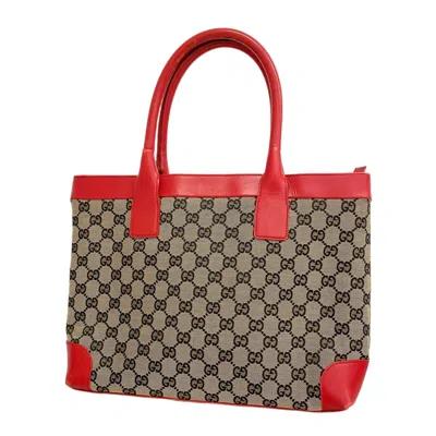 Pre-owned Gucci Black Red Color Canvas Tote Bag () In Multi
