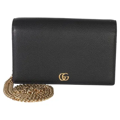 Pre-owned Gucci Black Red Dollar Calfskin Gg Chain Wallet