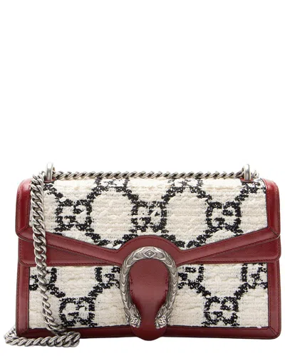 Pre-owned Gucci Black, Red, White Leather, Tweed Dionysus Small Shoulder Bag (authentic  Pre-loved)