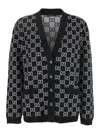 Gucci Black Reversible Cardigan With V Neck In Gg Canvas Woman In Black
