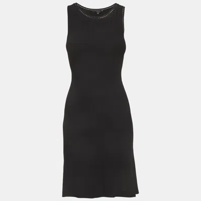 Pre-owned Gucci Black Rib Knit Sleeveless Mini Dress Xs