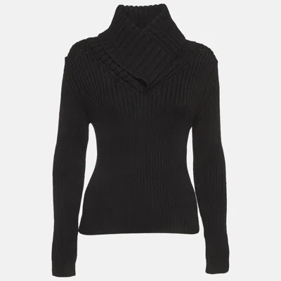 Pre-owned Gucci Black Rib Knit Turtle Neck Sweater M
