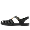 Gucci Black Sandals With Gg Logo Plaque In Rubber Man In Black