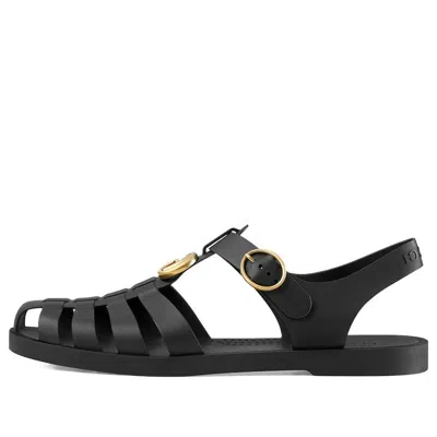 Gucci Black Rubber Buckle Strap Sandal 'black'