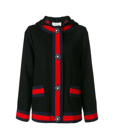 Gucci Black Satin Striped Cardigan