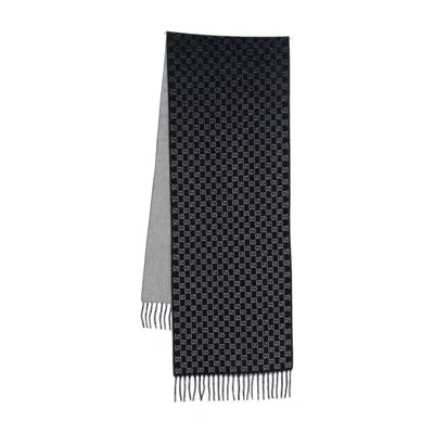 Gucci Gg-monogram Fringed-detail Scarf In Black
