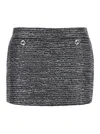 Shop Gucci Black Sequin Miniskirt In Wool Woman In Multicolor