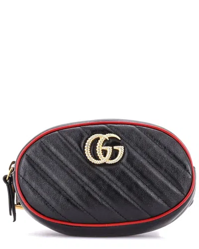 GUCCI GUCCI BLACK SHEEP LEATHER GG MARMONT BELT BAG DIAGONAL QUILTED (AUTHENTIC PRE-  LOVED)