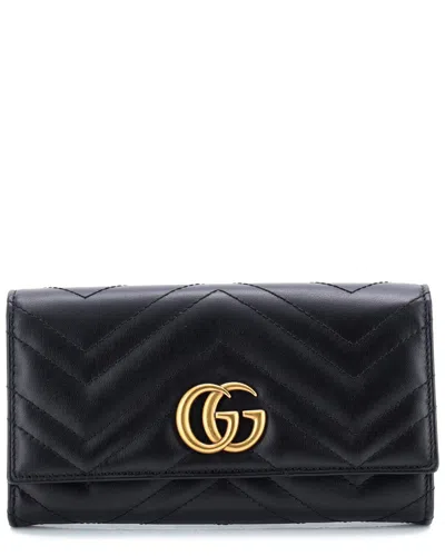 Gucci Black Sheep Leather Gg Marmont Continental Wallet Matelasse (authentic  Pre-loved)