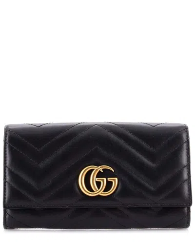Gucci Black Sheep Leather Gg Marmont Continental Wallet Matelasse (authentic  Pre-loved)
