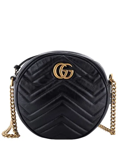 Gucci Black Sheep Leather Gg Marmont Round Shoulder Bag Matelasse Mini  (authentic Pre-loved)