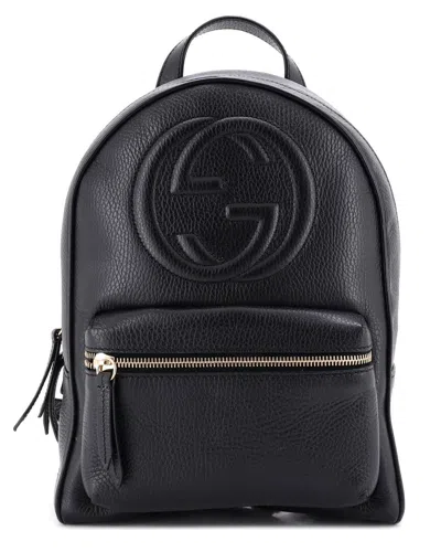 Pre-owned Gucci Black Sheep Leather Soho Chain Backpack (authentic Pre-loved) In Black/black