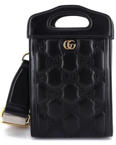 Gucci Black Sheep Leather Top Handle Crossbody Gg Matelasse Mini (authentic  Pre-loved)