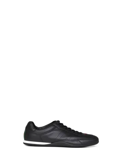 Gucci Black Shift Low-top Leather Sneakers In Multi